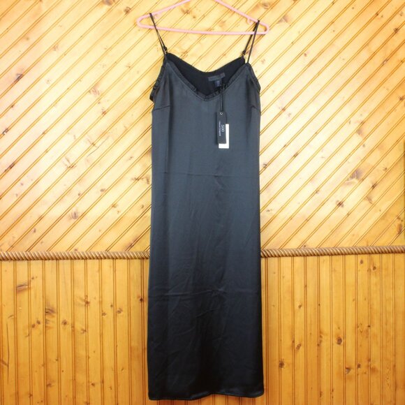 NWT Maison Cinqcent Maxi Slip Dress Black Satin Medium 500 House NYE Formal D173 - Picture 10 of 12
